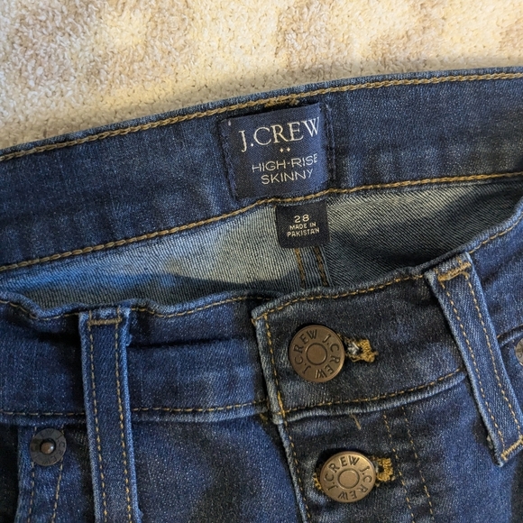 J. Crew High Rise Skinny Jeans Dark Wash Button Fly Stretch Size 28 - Picture 3 of 9
